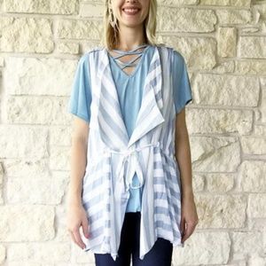 Striped Vest Denim/White